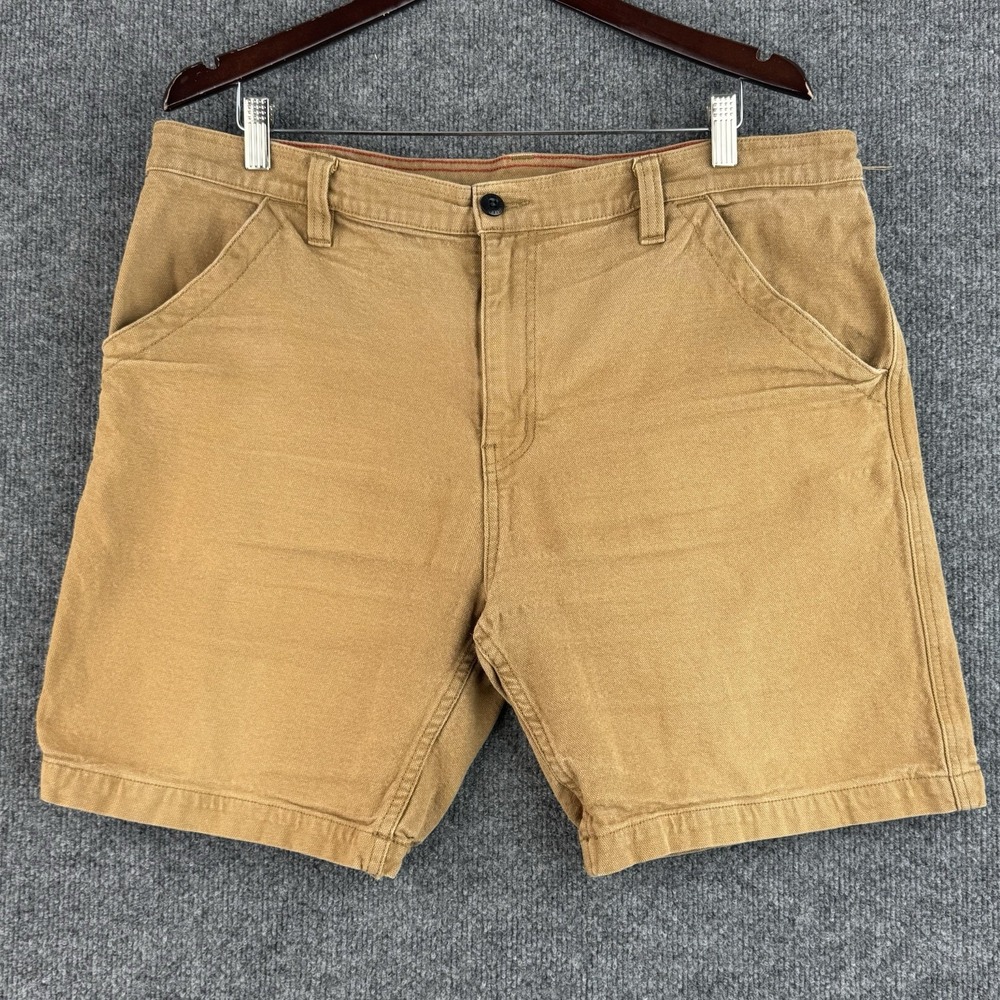 American Giant Roughneck Shorts Mens‎ 38x7 Khaki Stretch Canvas Workwear Heavy